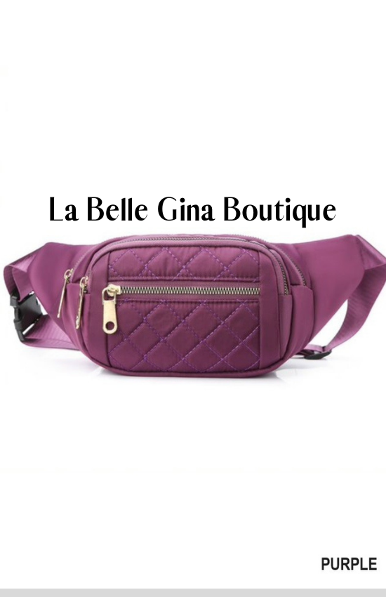 Lisa Quilted Multi Pocket Waist Belt Bag.