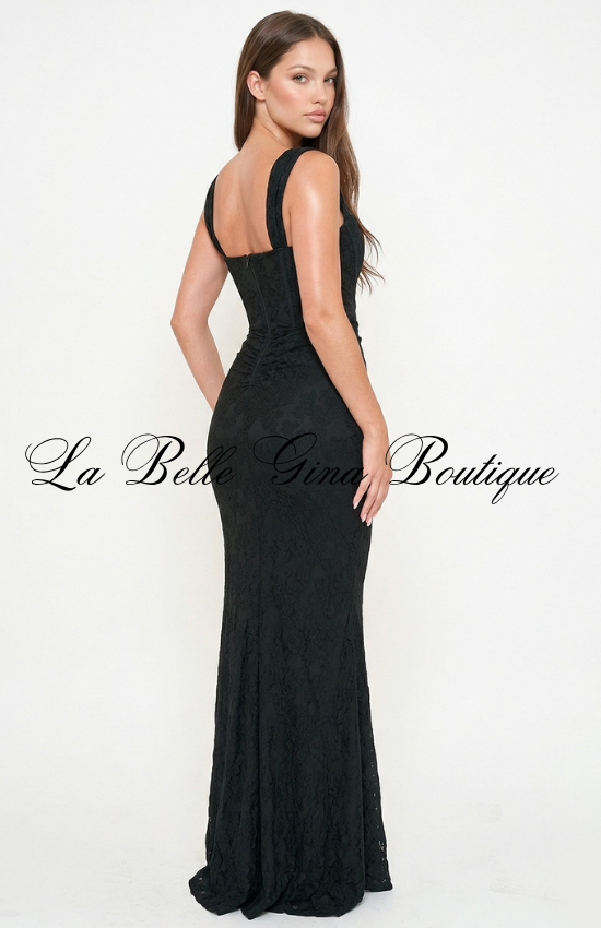 Elegant Lace Corset Maxi Dress for Women | Formal & Evening Dr