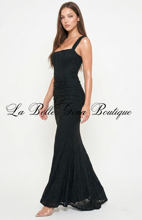 Elegant Lace Corset Maxi Dress for Women | Formal & Evening Dr