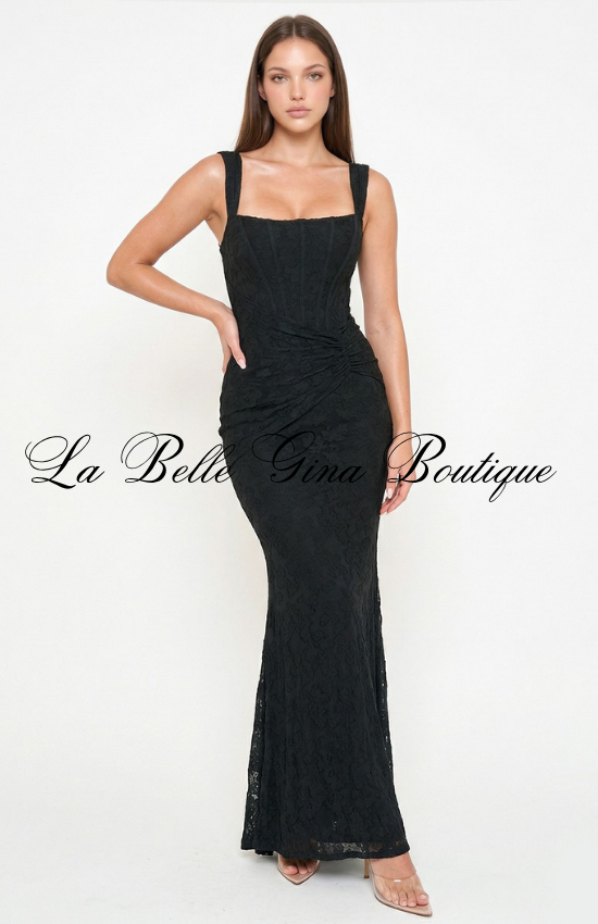 Elegant Lace Corset Maxi Dress for Women | Formal & Evening Dr