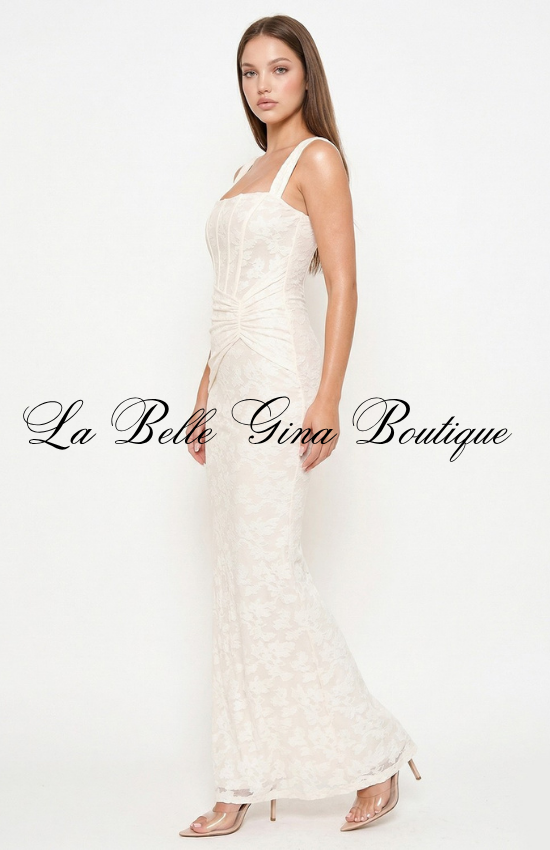 Elegant Lace Corset Maxi Dress for Women | Formal & Evening Dr