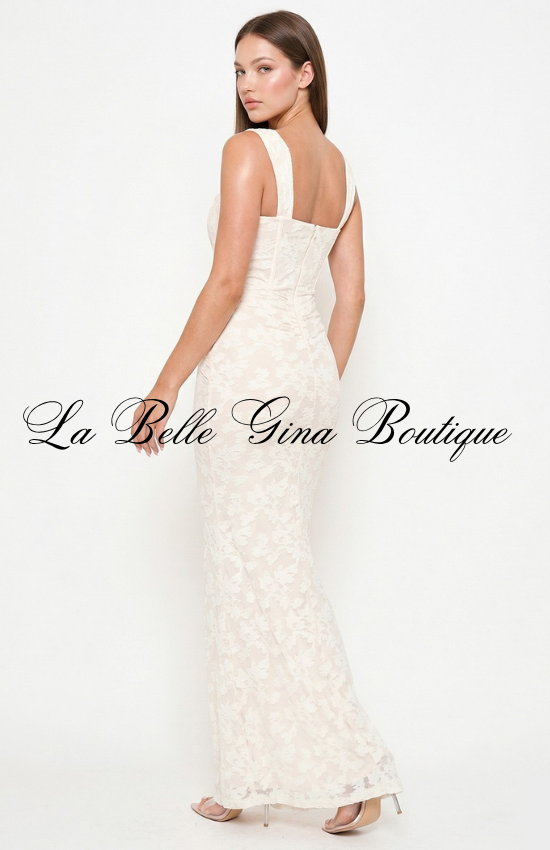 Elegant Lace Corset Maxi Dress for Women | Formal & Evening Dr