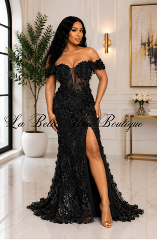 Enchanted Bloom 3D Floral Off-Shoulder Mermaid Gown – Luxury Formal Dress