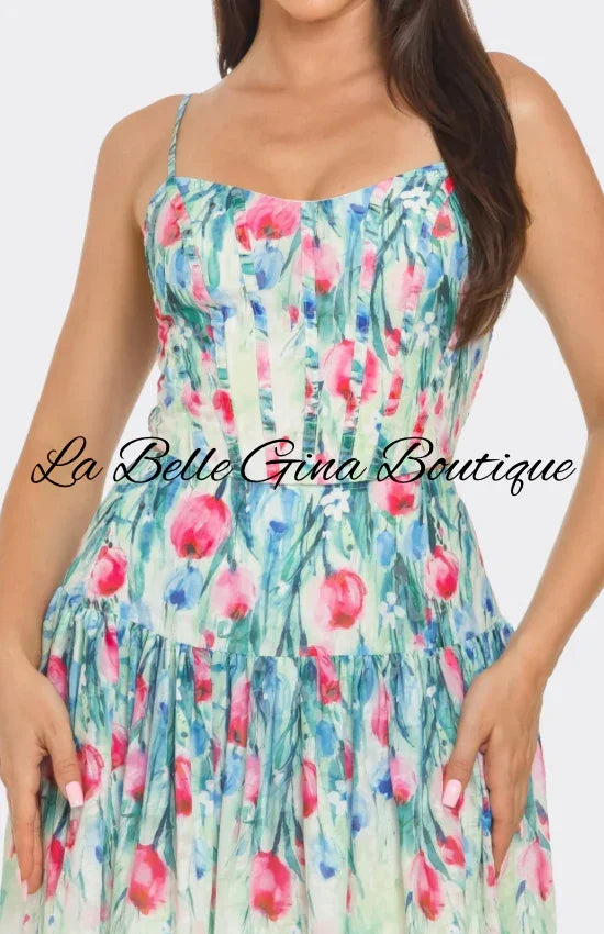 Watercolor Floral Maxi Set – Elegant Summer & Vacation Outfit. Multi