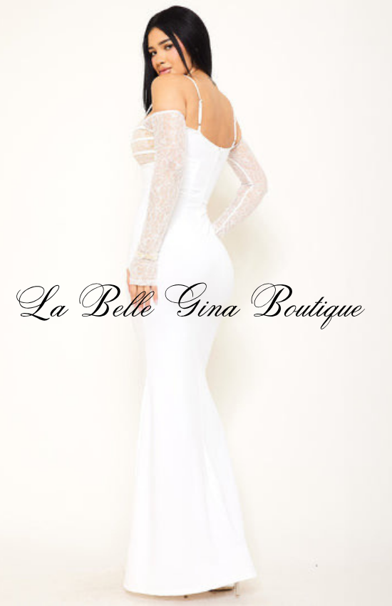 Off Shoulder Lace Mermaid Maxi Dress for Women | Elegant Formal Evening Gown