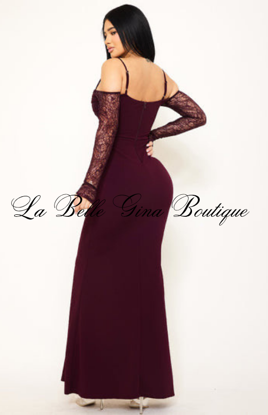 Off Shoulder Lace Mermaid Maxi Dress for Women | Elegant Formal Evening Gown
