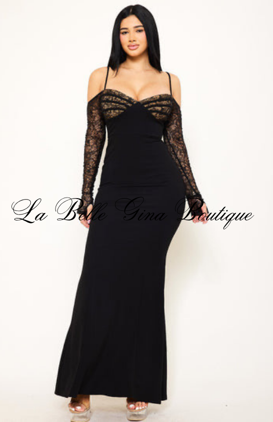 Off Shoulder Lace Mermaid Maxi Dress for Women | Elegant Formal Evening Gown