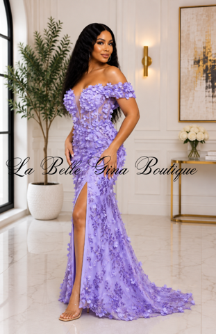 Enchanted Bloom 3D Floral Off-Shoulder Mermaid Gown – Luxury Formal Dress