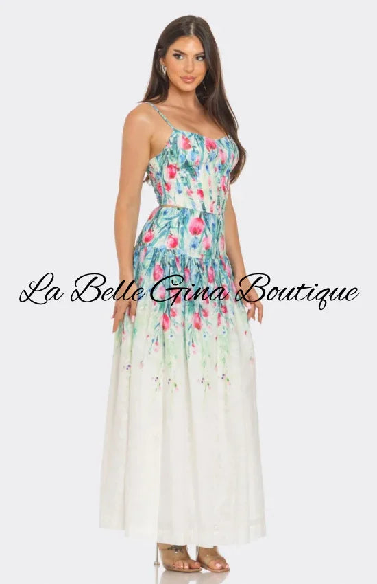 Watercolor Floral Maxi Set – Elegant Summer & Vacation Outfit. Multi