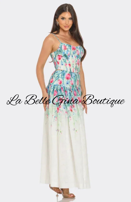 Watercolor Floral Maxi Set – Elegant Summer & Vacation Outfit. Multi