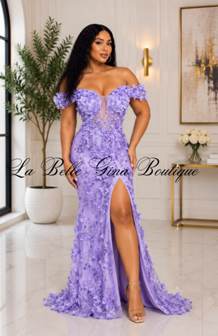 Enchanted Bloom 3D Floral Off-Shoulder Mermaid Gown – Luxury Formal Dress