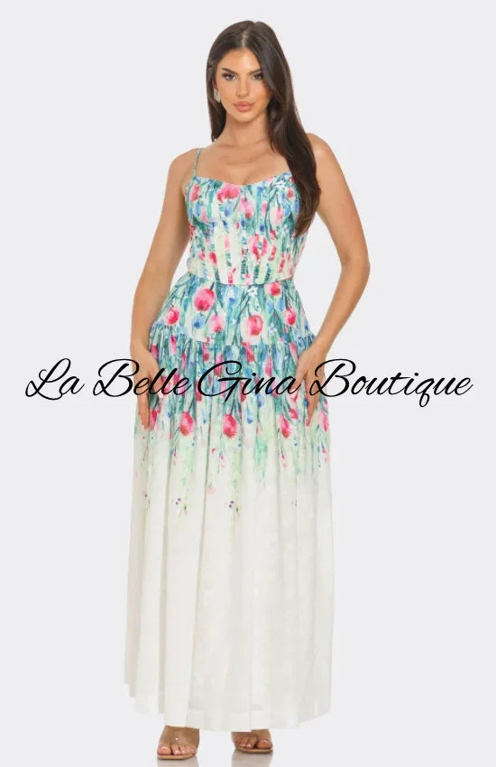 Watercolor Floral Maxi Set – Elegant Summer & Vacation Outfit. Multi