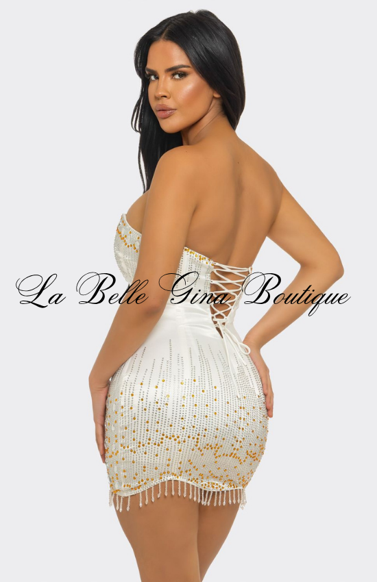 Strapless Rhinestone Bodycon Mini Dress | Glam Luxury Party Dress