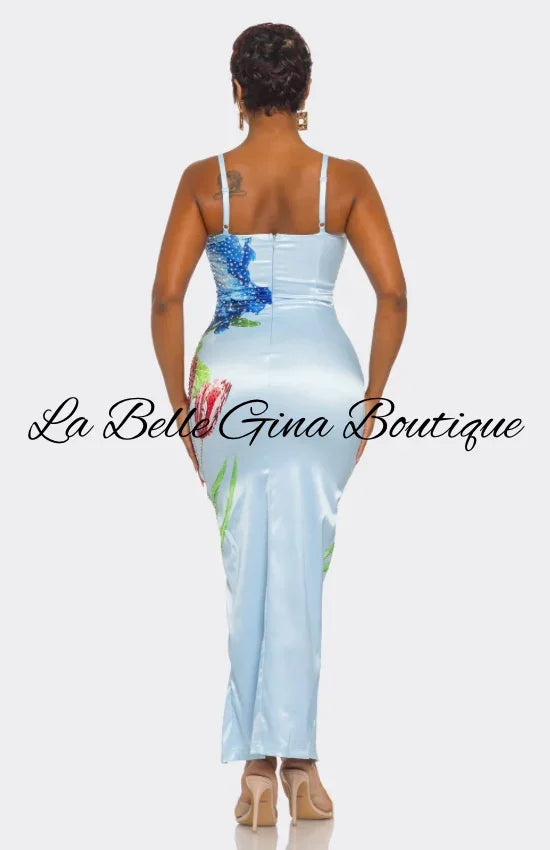 Ocean-Inspired Sequin Maxi Dress with Slit – Glam Evening & Resort Look