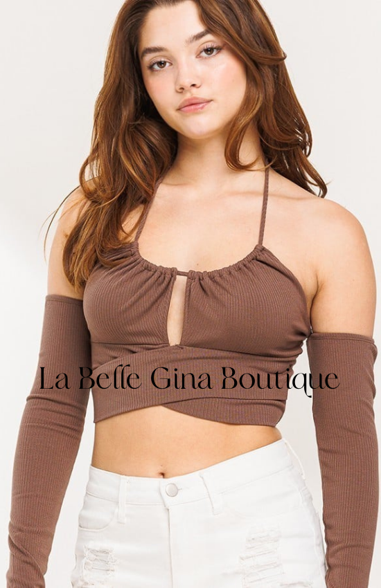 Lara Defined Rouching Throughout Long Sleeve Off Shoulder with Spaghetti Strap.