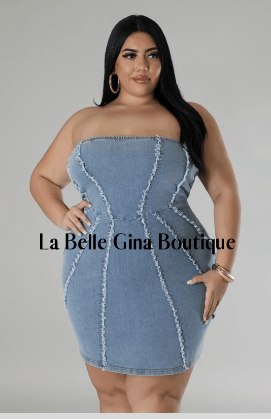 Lisa Stretch,Denim,Tube Zipper Closure Dress Denim / 2X-Large Lisa Stretch,Denim,Tube Zipper Closure Dress Denim / 2X-Large