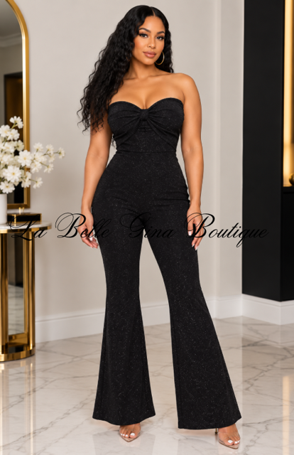Strapless Bow Flare Jumpsuit – Elegant Women’s Party Jumpsuit
