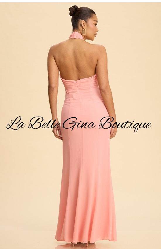 Serena Cross Halter Mermaid Maxi Dress | Elegant Formal Dress for Women | La Belle Gina Boutique
