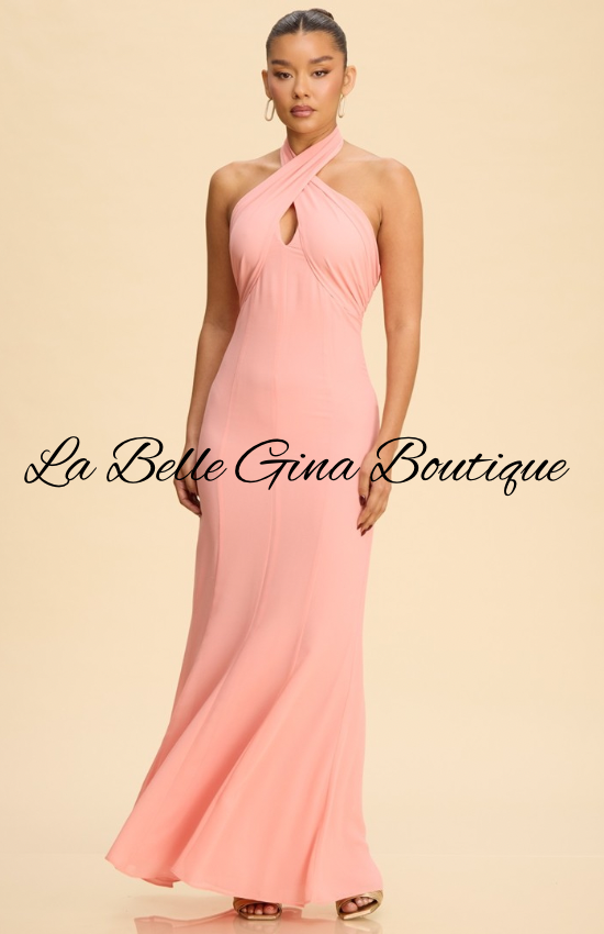 Serena Cross Halter Mermaid Maxi Dress | Elegant Formal Dress for Women | La Belle Gina Boutique