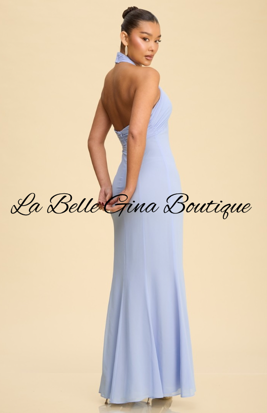 Serena Cross Halter Mermaid Maxi Dress | Elegant Formal Dress for Women | La Belle Gina Boutique