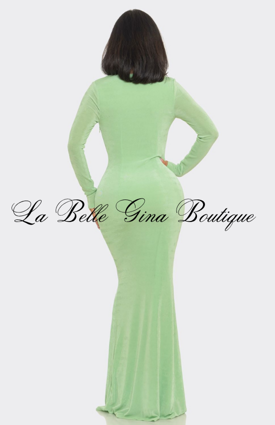Long Sleeve Deep V Maxi Dress for Women | Elegant Bodycon Evening Gown