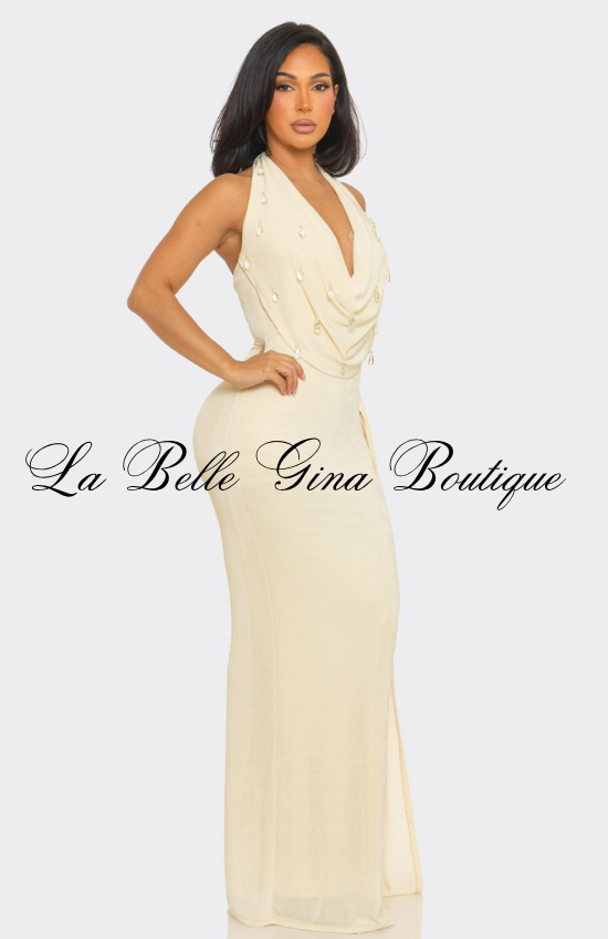 Halter Neck Maxi Dress for Women | Elegant Backless Evening Gown