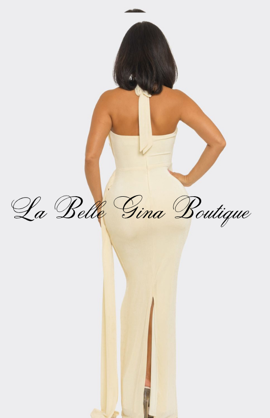 Halter Neck Maxi Dress for Women | Elegant Backless Evening Gown