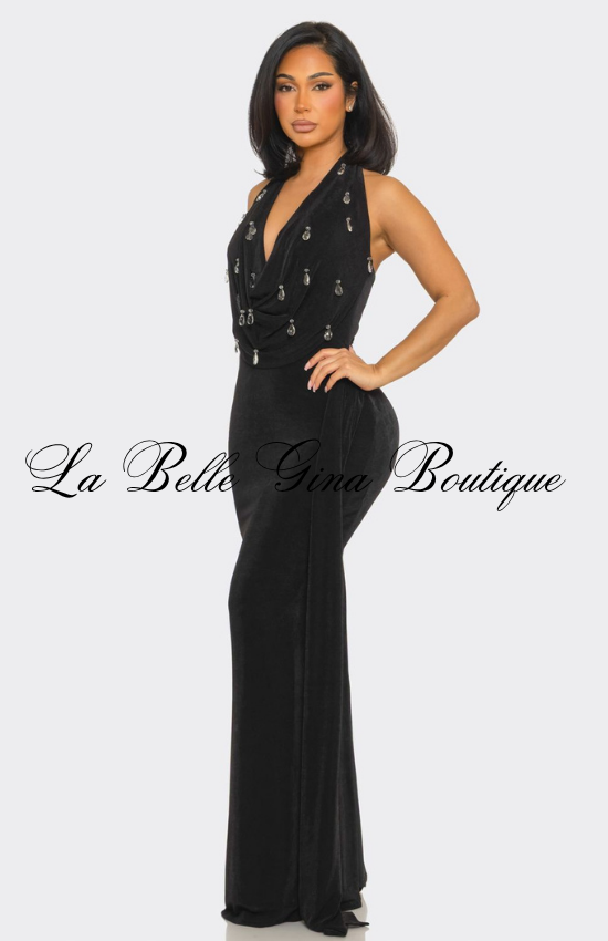 Halter Neck Maxi Dress for Women | Elegant Backless Evening Gown
