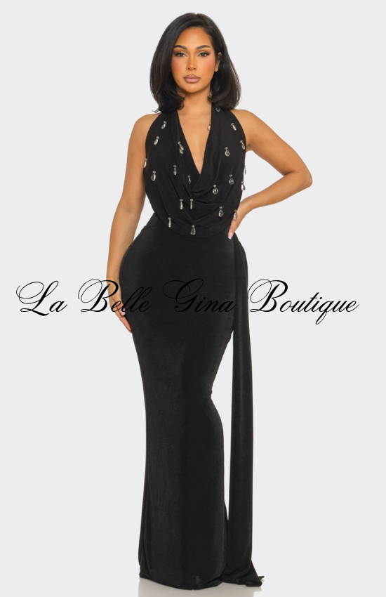 Halter Neck Maxi Dress for Women | Elegant Backless Evening Gown