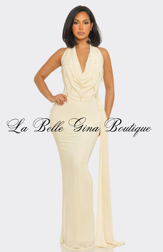 Halter Neck Maxi Dress for Women | Elegant Backless Evening Gown