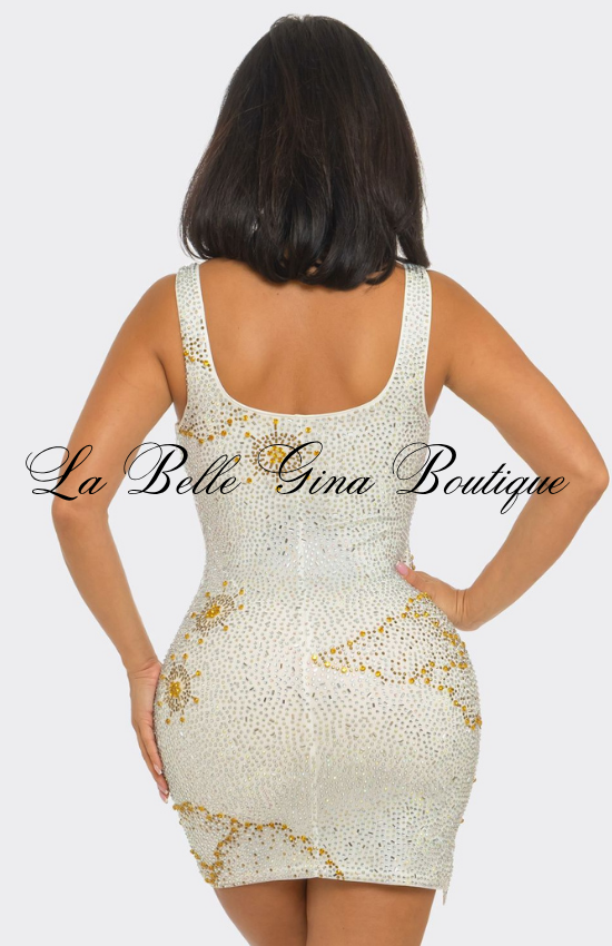 Rhinestone Bodycon Mini Dress for Women | Glamorous Party & Birthday Dress