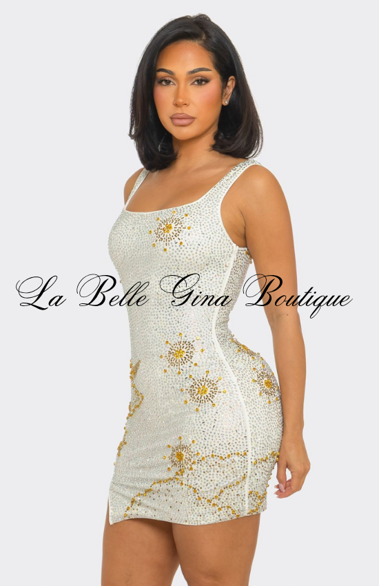 Rhinestone Bodycon Mini Dress for Women | Glamorous Party & Birthday Dress
