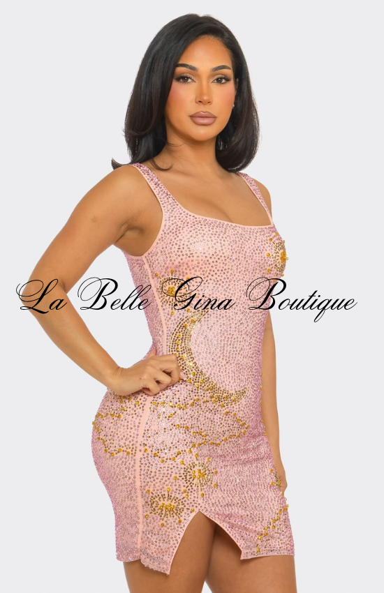 Rhinestone Bodycon Mini Dress for Women | Glamorous Party & Birthday Dress