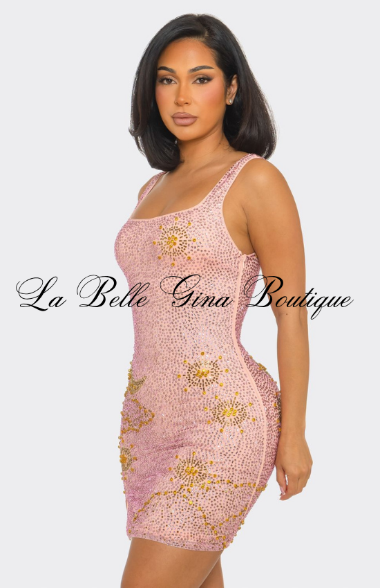 Rhinestone Bodycon Mini Dress for Women | Glamorous Party & Birthday Dress