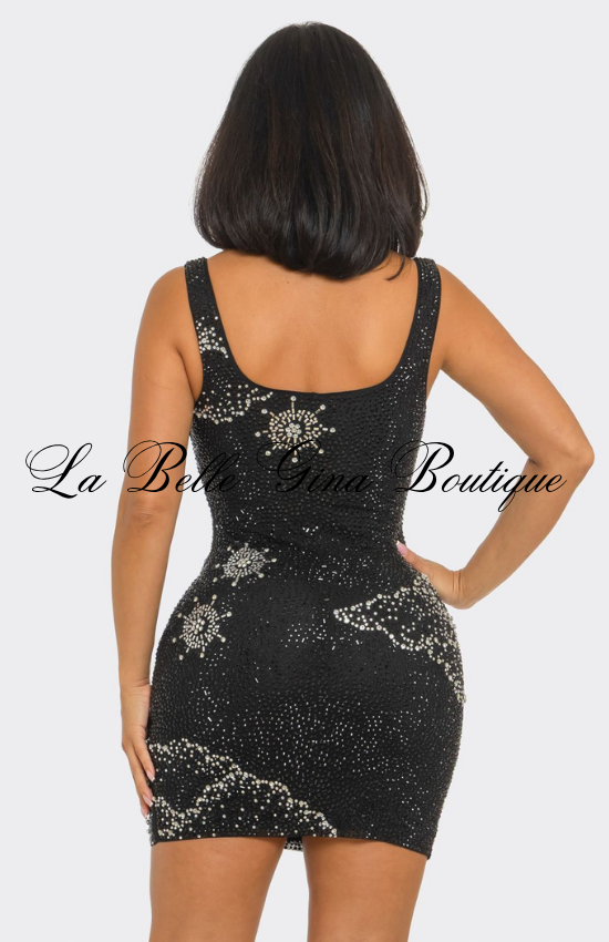 Rhinestone Bodycon Mini Dress for Women | Glamorous Party & Birthday Dress