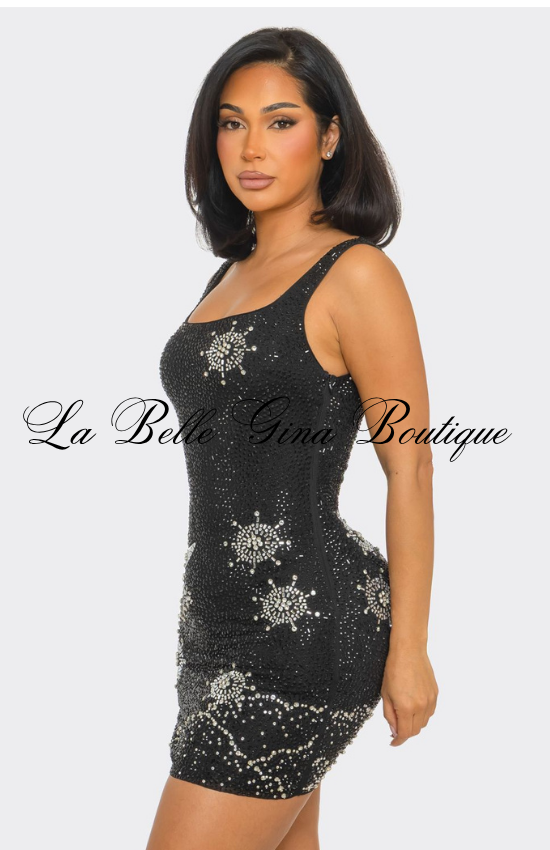 Rhinestone Bodycon Mini Dress for Women | Glamorous Party & Birthday Dress