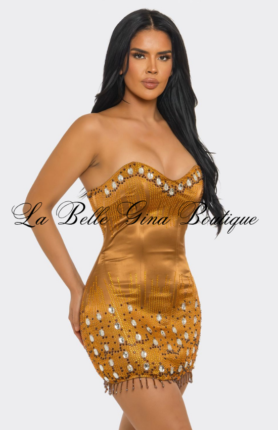 rhinestone party dress Strapless Rhinestone Bodycon Mini Dress