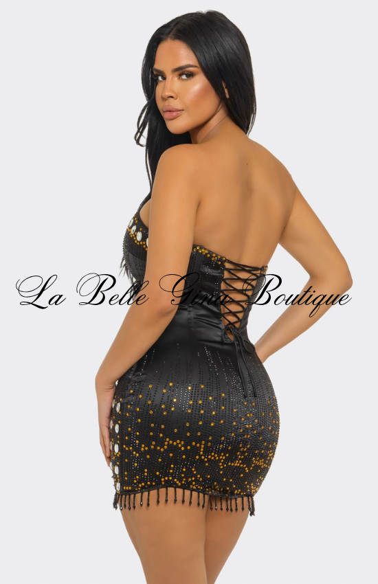 Strapless Rhinestone Bodycon Mini Dress | Glam Luxury Party Dress
