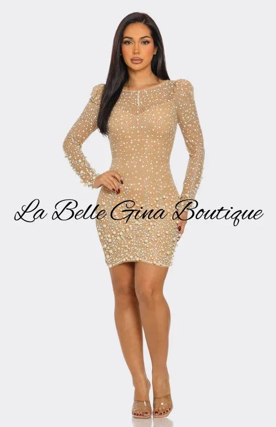 Pearl Embellished Mini Dress | Long Sleeve La Belle Gina Boutique Pearl Embellished Mini Dress | Long Sleeve La Belle Gina Boutique