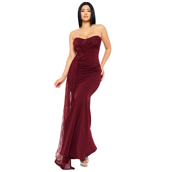 Strapless Lace Mermaid Gown for Women | Elegant Formal Evening Dress