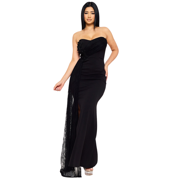 Strapless Lace Mermaid Gown for Women | Elegant Formal Evening Dress