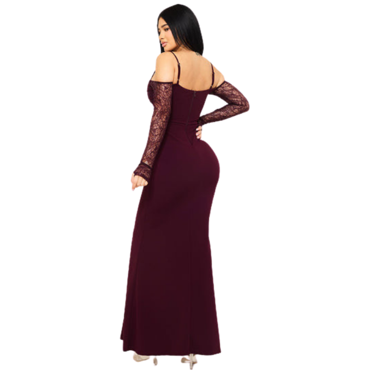 Off Shoulder Lace Mermaid Maxi Dress for Women | Elegant Formal Evening Gown