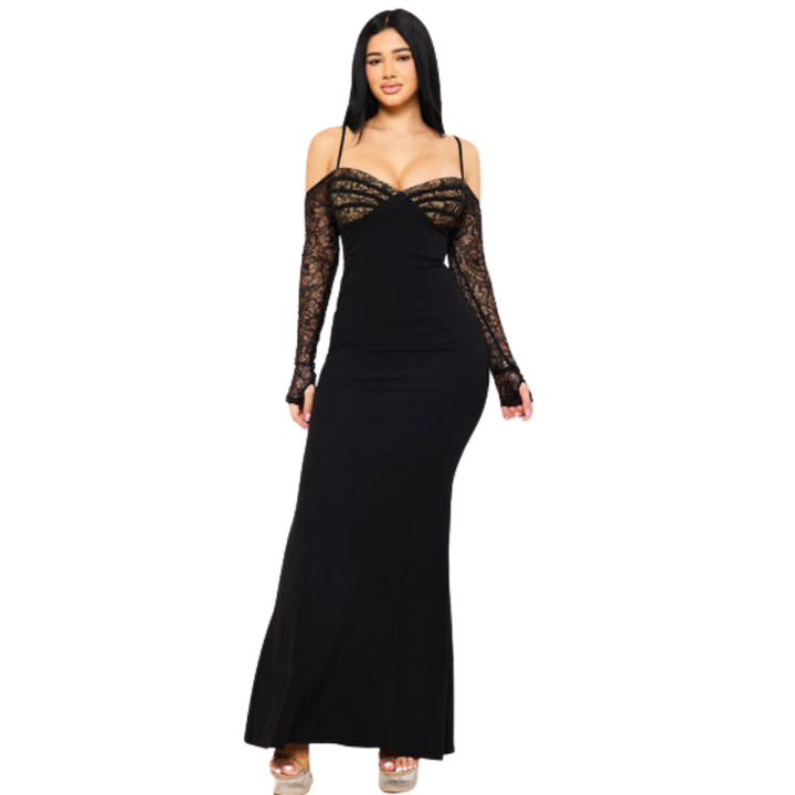 Off Shoulder Lace Mermaid Maxi Dress for Women | Elegant Formal Evening Gown