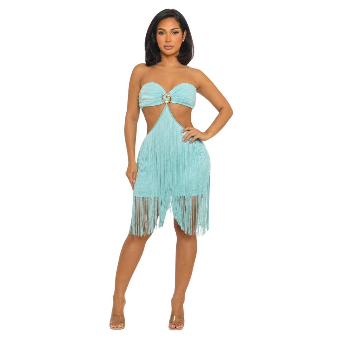 Cutout Fringe Mini Dress for Women | Sexy Vacation & Beach Party Dress