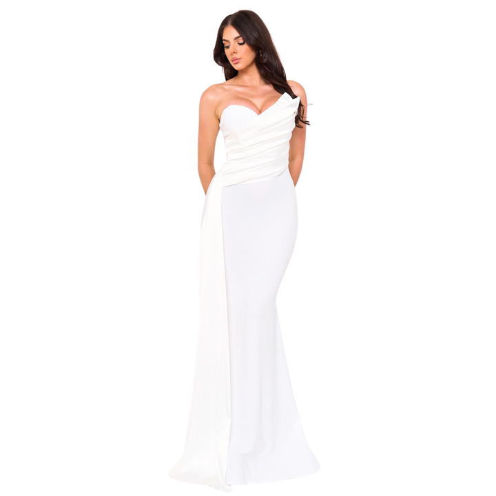 Elegant Off Shoulder Satin Maxi Dress for Women | Formal Evening Gow