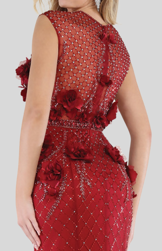 Luxury 3D Floral Beaded Mermaid Gown – Elegant Evening Prom Dress