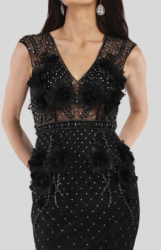 Luxury 3D Floral Beaded Mermaid Gown – Elegant Evening Prom Dress