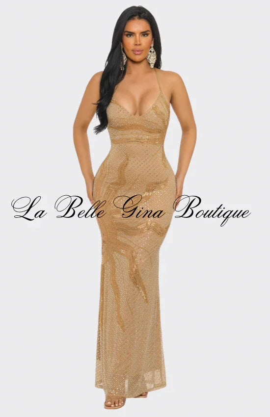 bodycon dress expensive Golden Eclipse Rhinestone Mermaid Maxi Dress Luxury Bodycon Evening Gown for Women