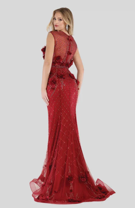 Luxury 3D Floral Beaded Mermaid Gown – Elegant Evening Prom Dress