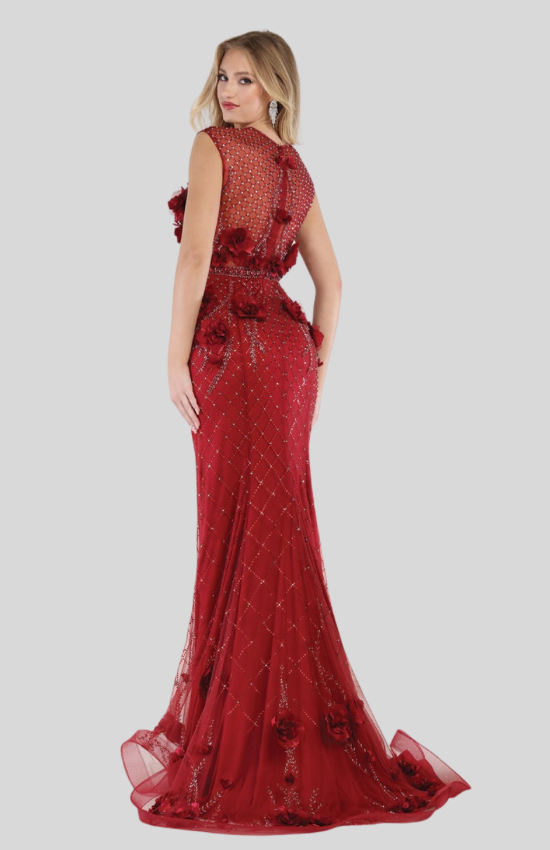 Luxury 3D Floral Beaded Mermaid Gown – Elegant Evening Prom Dress